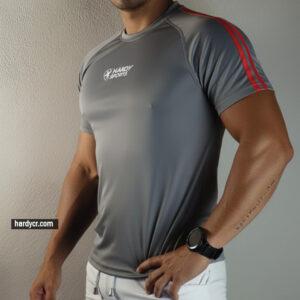 Camiseta Olimpo gris con rojo